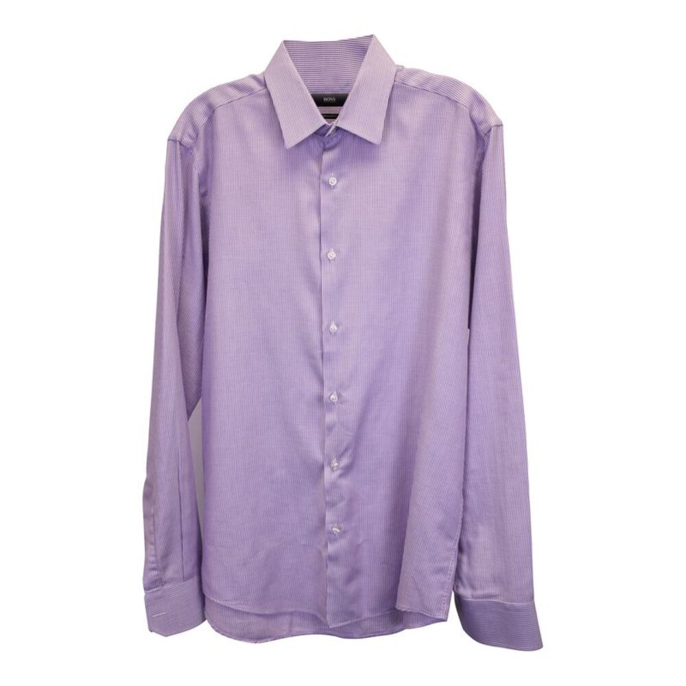 Boss By Hugo Boss Printed Dress Shirt in Purple Cotton